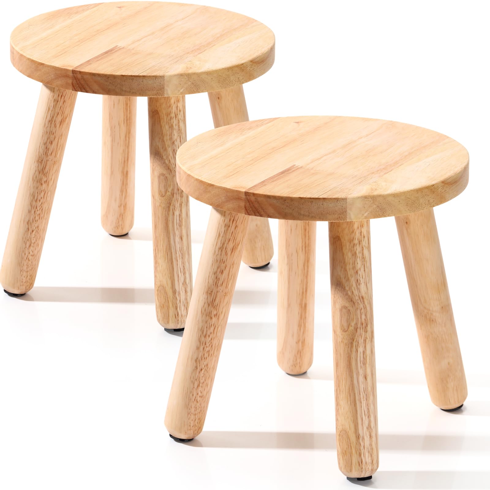 Photo 1 of (parts, needs assembling) 
 2 Pcs Wooden Step Stools 10 Inch Stool Matched Sensory Table Multi Purpose Solid Chair Round Small Chairs Four Legged Sitting Stool for Bedroom