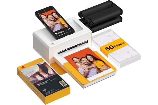 KODAK Dock Plus 4x6 Photo Printer, Smartphone Docking, 4PASS, 50 Sheets | Bluetooth, iPhone & Android Smartphone Compatible,