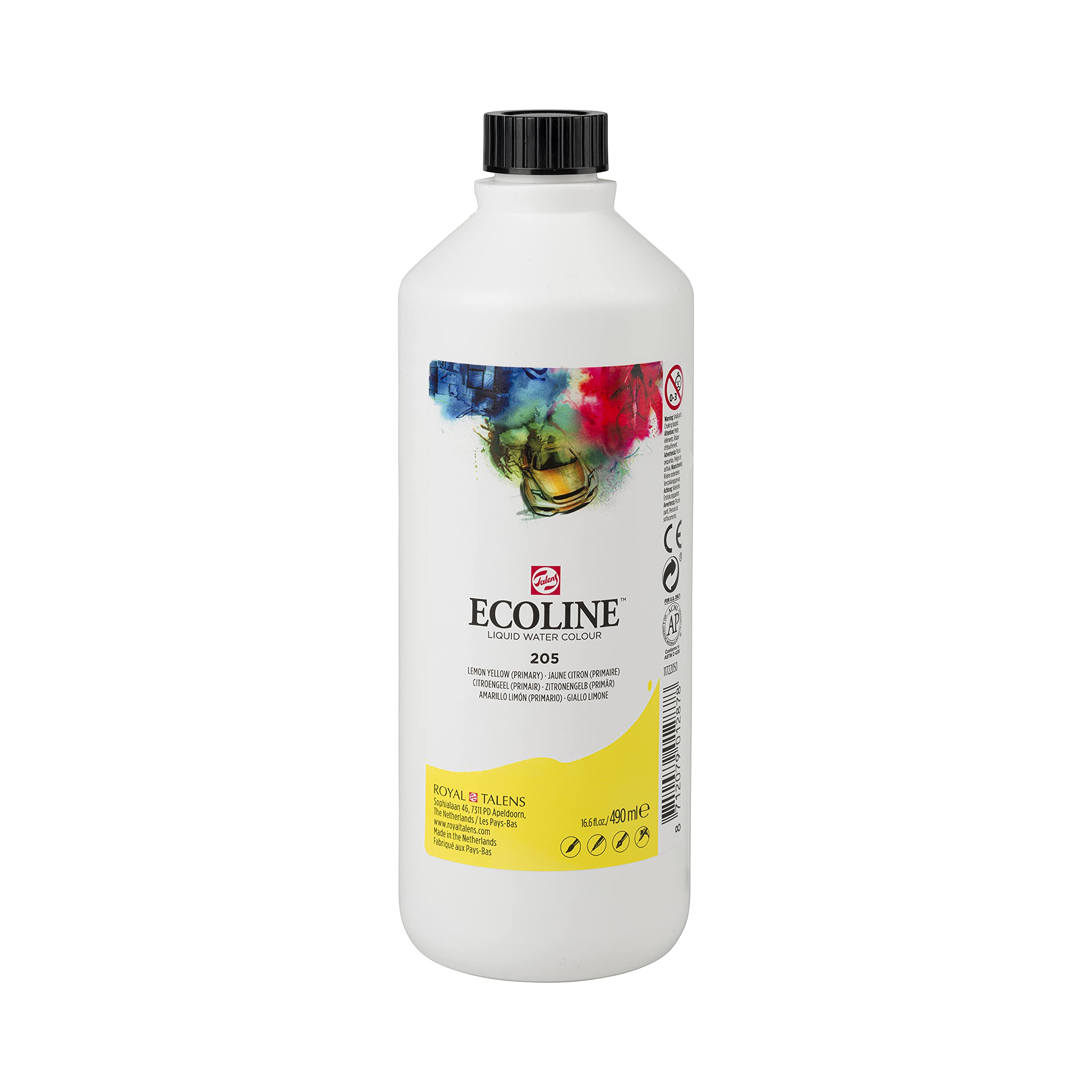 Ecoline Liquid Watercolour Bottle 490 ml Lemon yellow (primary) 205 (11722050) — image 1