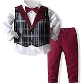 Kimocat Baby Boys Gentleman Bowtie Formal Outfit Suits Tuxedo Vest Wedding Party Suit