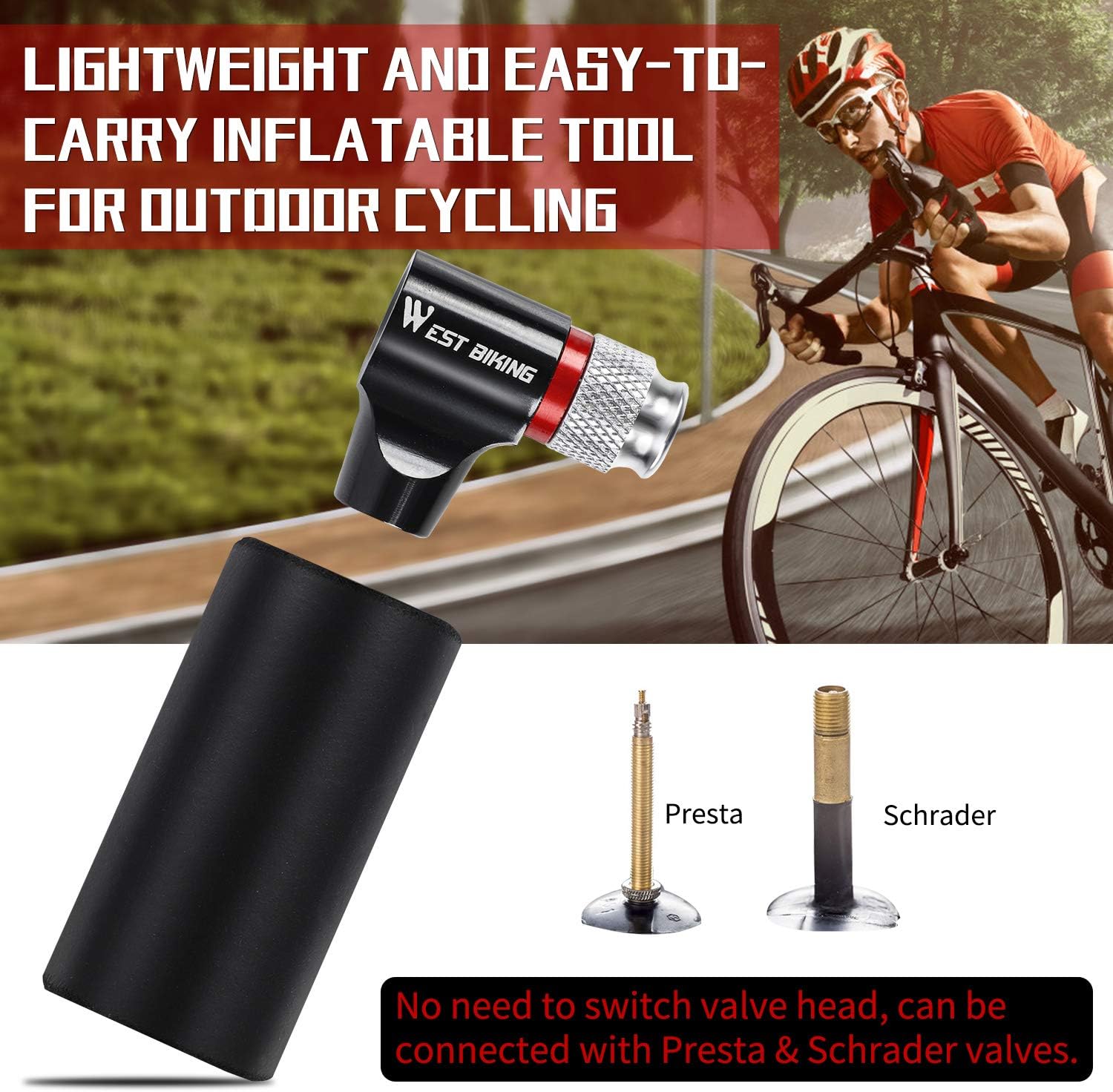 CO2 Inflator Bike Tire Pump Easy ScrewOn Design Bicycle Mini Hand Pump