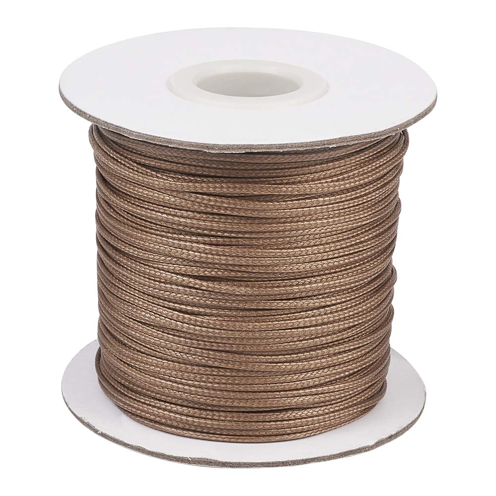 Pandahall 85 Yards/Roll 1mm Braided Waxed Polyester Cord String DIY Jewelry Craft Macrame Making Beading Thread Rope with Spool (Camel)