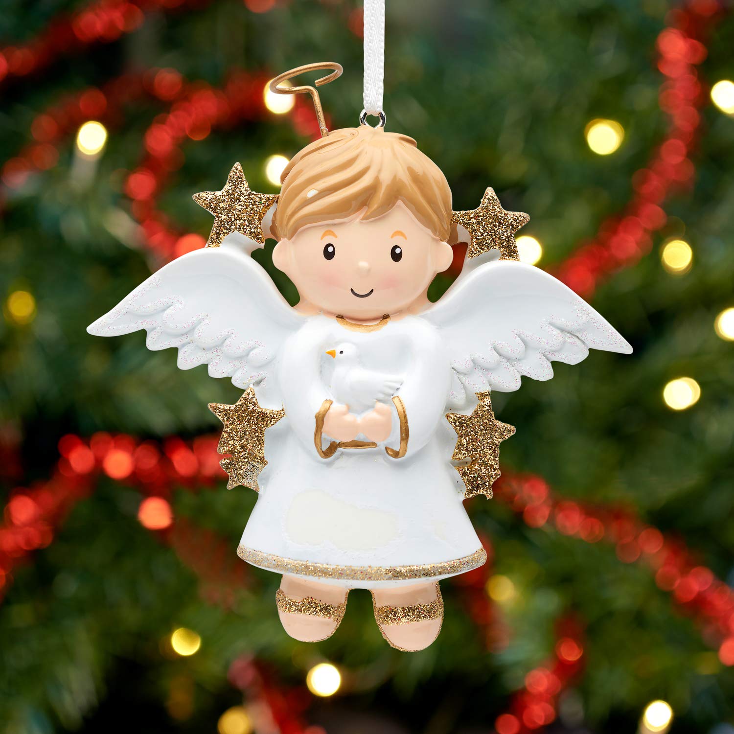 Personalised Childs Christmas Xmas Tree Decoration Ornament  Angel Boy