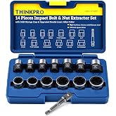 THINKPRO 14Pc Bolt Extractor Kit, Impact Grade Screw &amp; Nut Remover Set | Easy Out for Stripped, Rounded, Broken &amp; Rusted Bolts - Reinforced Steel Ring Anti-Crack, 3/8" Drive, 8-19mm