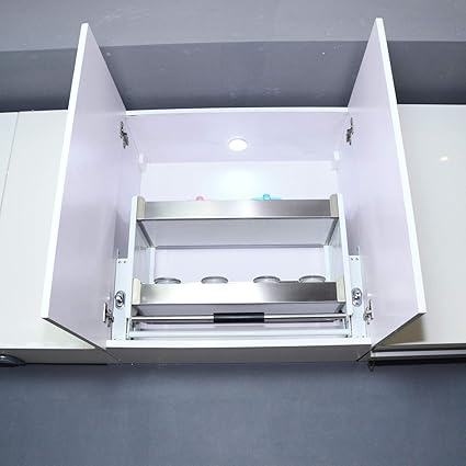Pull Down Two Tier Home Kitchen Shelf System Storage Organizer