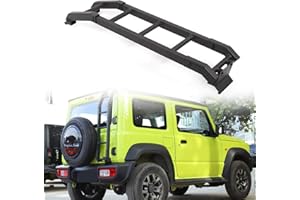 Areyourshop New Aluminum Car Rear Tail Door Ladder Climbing Fit for Suzuki Jimny 2019 2020 2021 2022+, Black, No Drilling Required