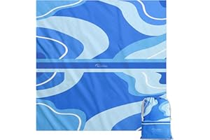 Diveblues Large Picnic & Beach Blanket, Sandproof, Water Resistant, Dual Layer, Quick Dry, Foldable, Compact Travel Blanklet for Beach, Park, Camping, Outdoors, Vacation, Family Size L 69"x69"