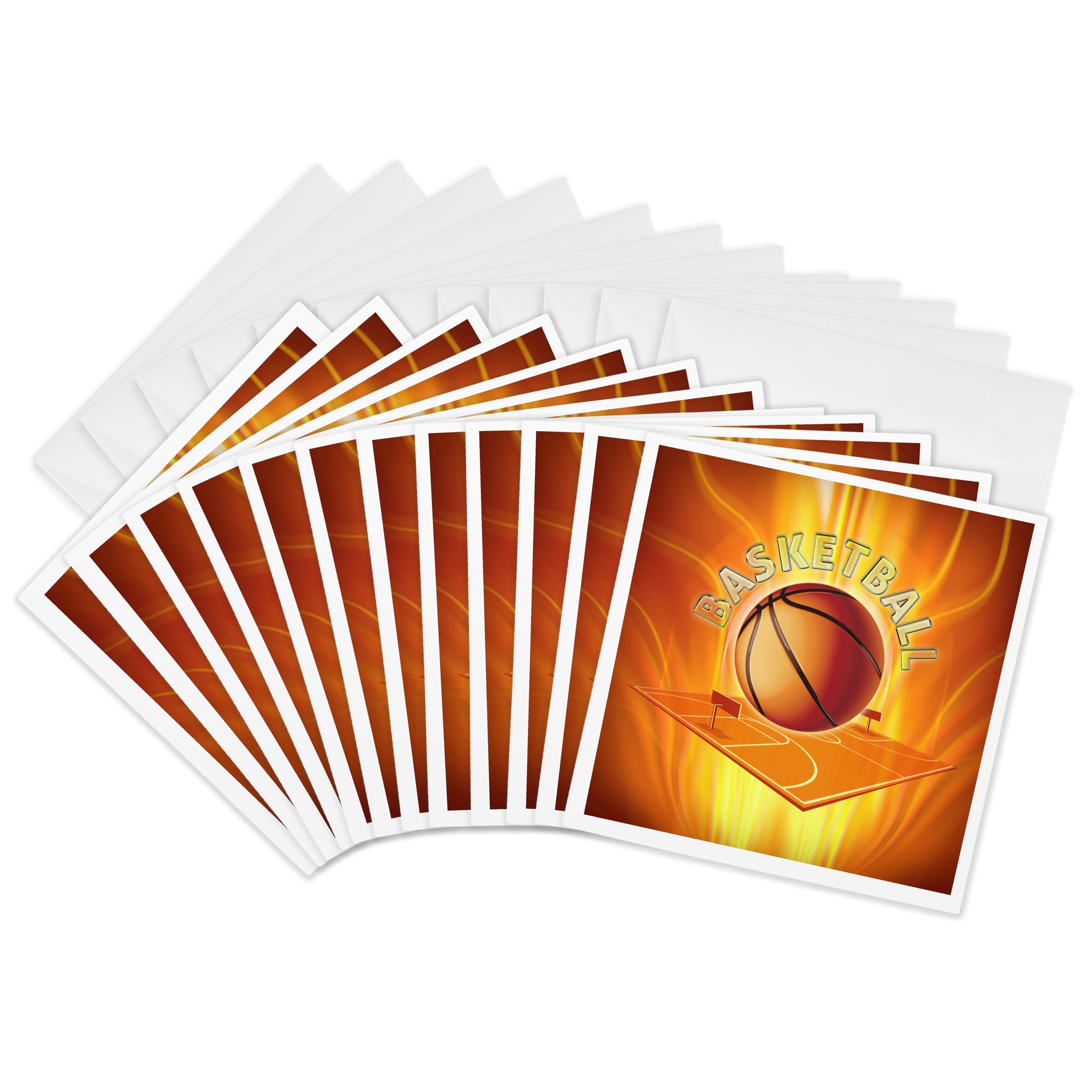 3dRose gc_21979_2 6 x 6-Inch "Basketball" Greeting Card (Pack of 12)