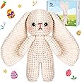 Crochetta Crochet Kit for Beginners, Crochet Starter Kit w Step-by-Step Video Tutorials, Beginner Crochet Kit Knitting Supplies for Adults Kids, Crochet Bunny(40%+ Yarn)