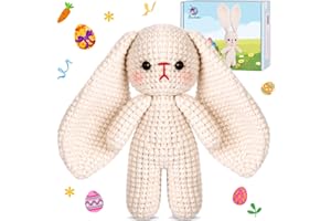 Crochetta Crochet Kit for Beginners, Crochet Starter Kit w Step-by-Step Video Tutorials, Beginner Crochet Kit Knitting Supplies for Adults Kids, Crochet Bunny(40%+ Yarn)
