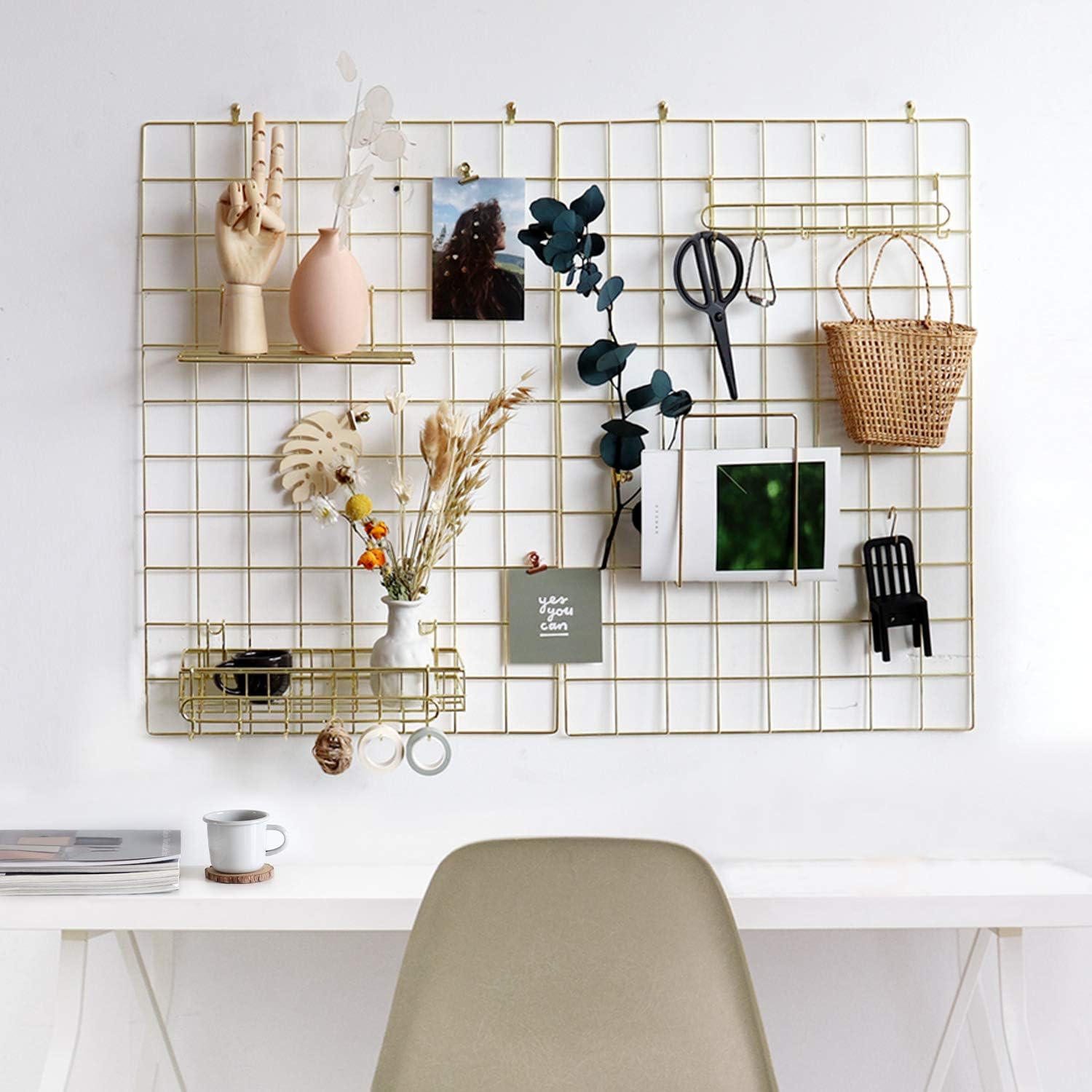 FRIADE Gold Wall Grid Panel for Photo Display,Wall Storage