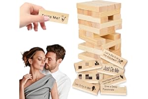 48 Pcs Wooden Tumble Tower Blocks, Couples Games for Adults, Valentine Tumbling Tower Stacking, New Year's Gift for Grown Ups