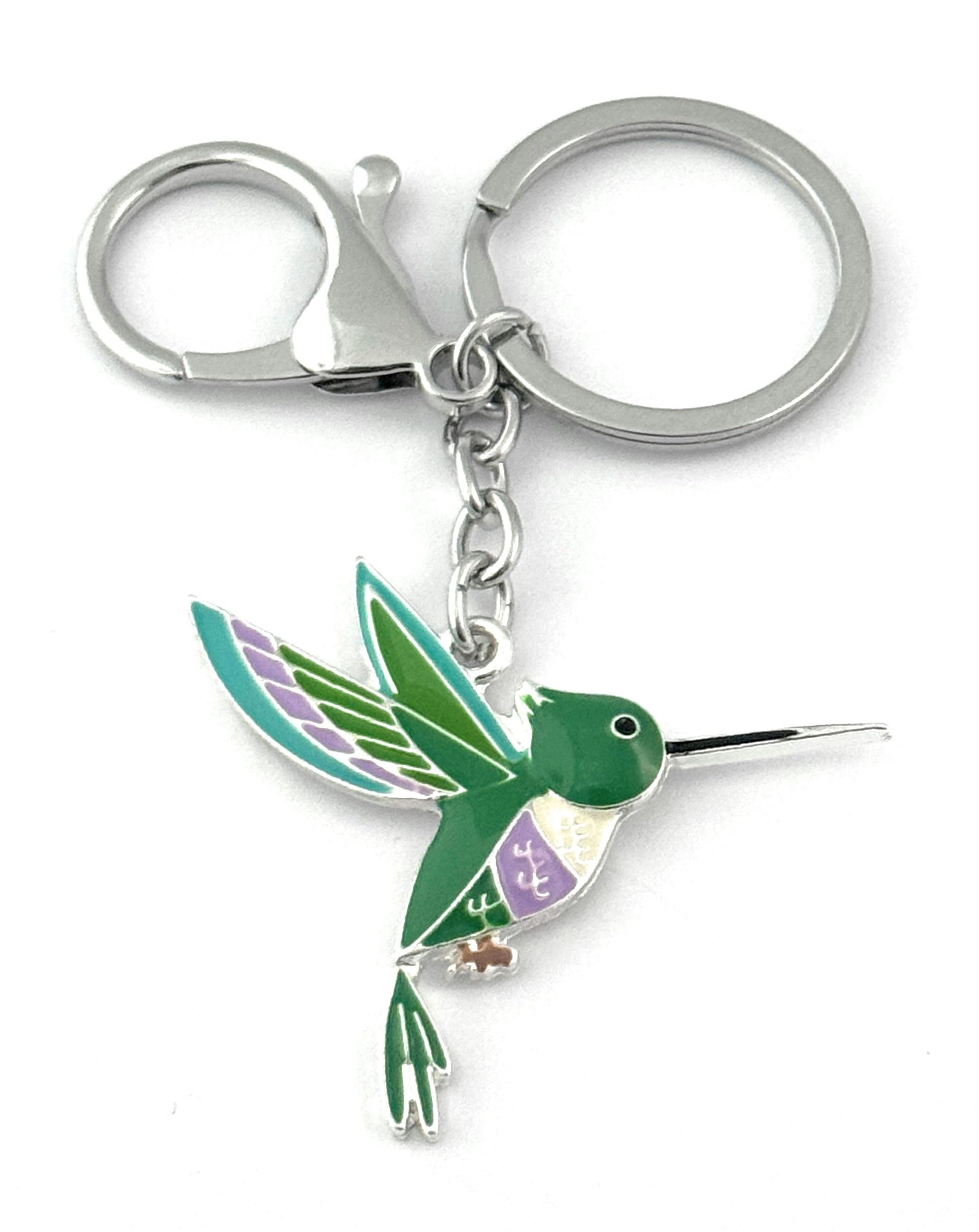 FizzyButton Gifts Hummingbird Keyring Key Ring with Enamel Charm and Lobster Clasp