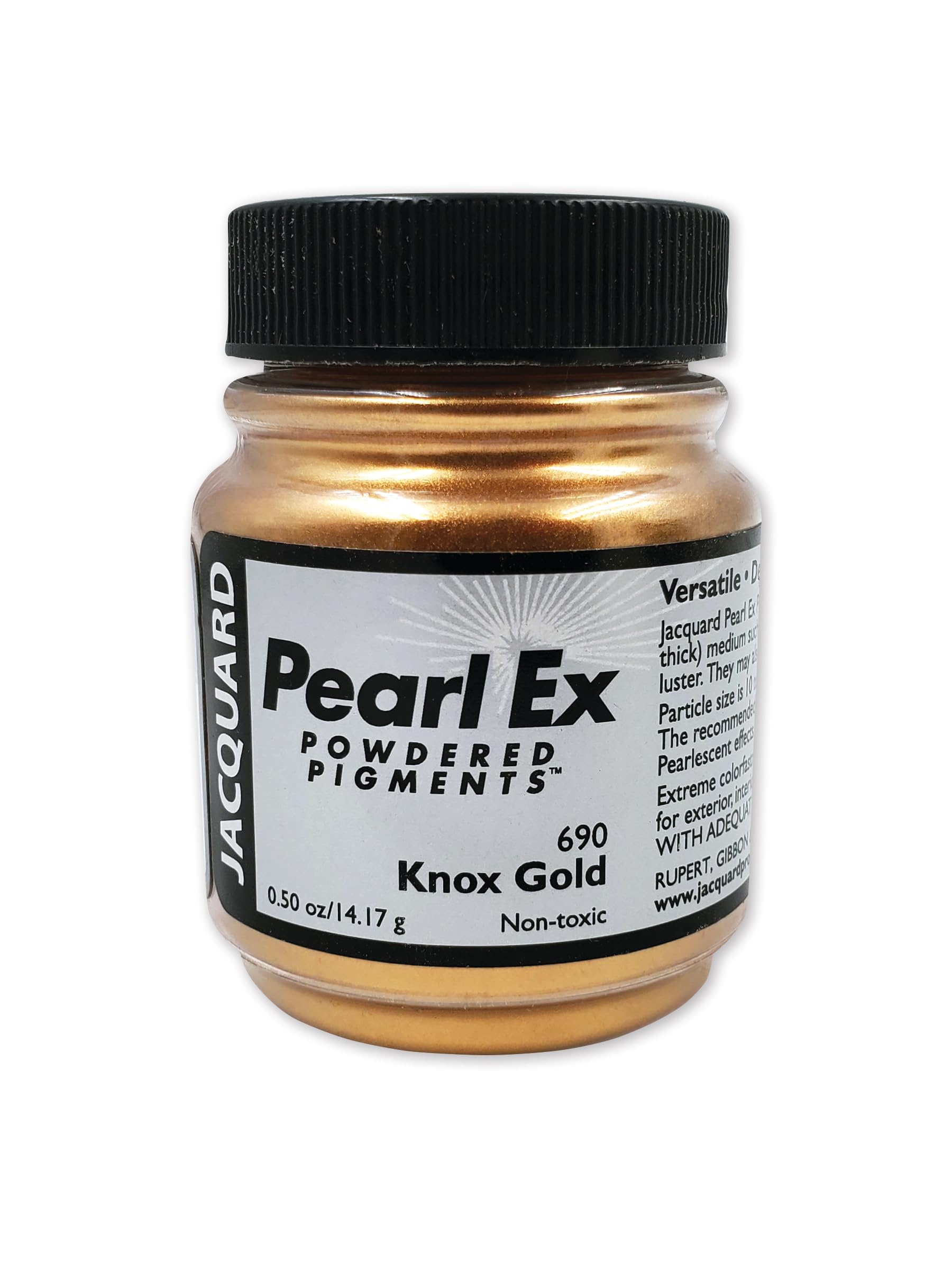 Jacquard Pearl-Ex Pigment, Creates Metallic or Pearlescent Effect, .5 Ounce Jar, Knox Gold