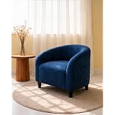 GarveeHome Accent Chair for Living Room Barrel Club Chair with Soft Padded Seat &amp; Sturdy Legs for Bedroom Waiting Room Reception Chairs - Blue