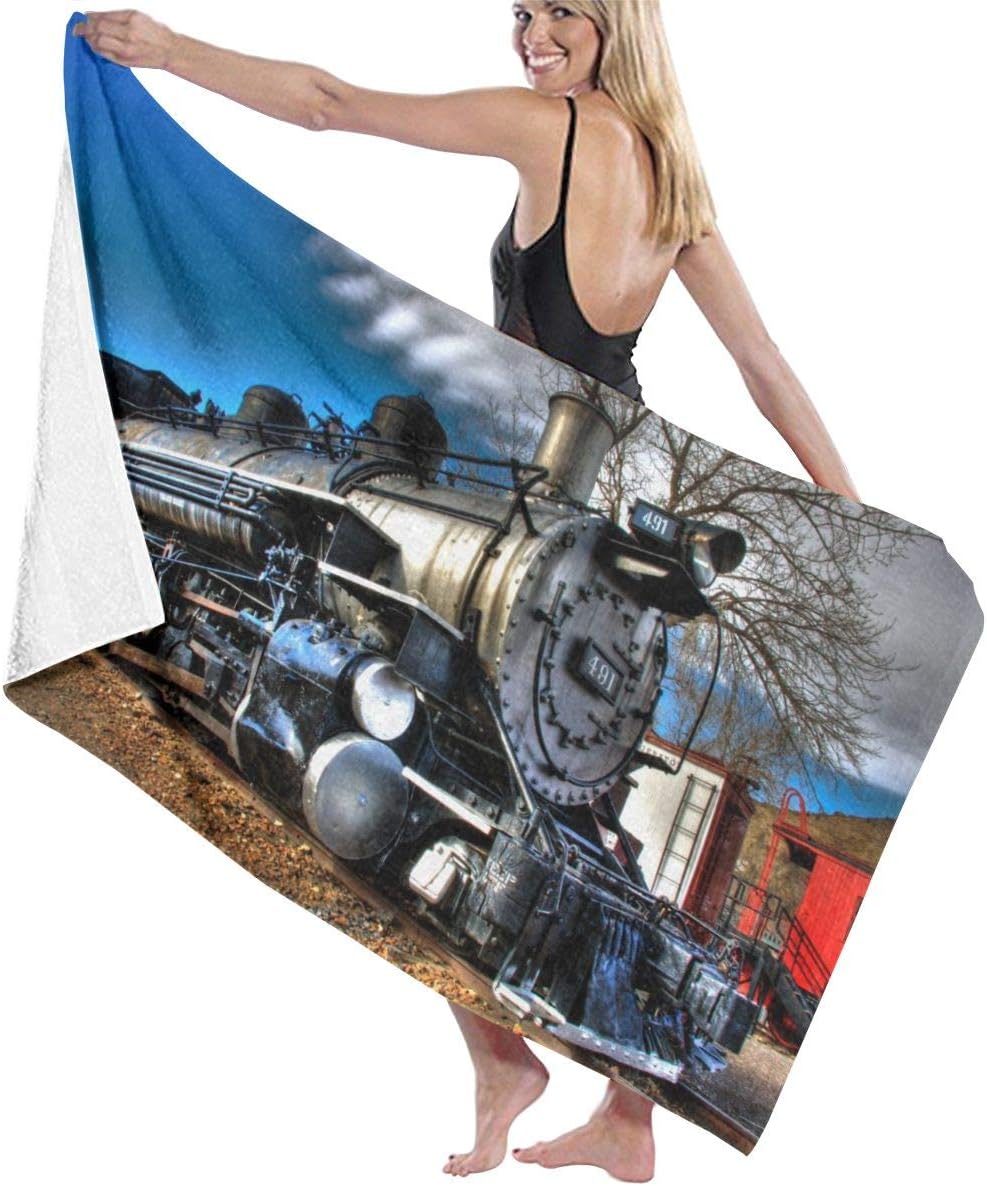 Train Vintage Pattern With Houses Shower Towel 3D Print Microfiber Swim Towels Water Absorbent Durable Bath Towel Ultra Soft Swimming Beach Towel For Women Home Pool Sports Gym Bathroom