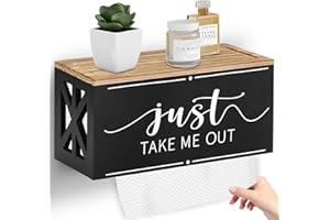 COZYYROME Wooden Paper Towel Dispenser Wall Mount, Countertop Paper Towel Holder with Lid for Home and Commercial, Farmhouse C-Fold, Z-Fold, Trifold, Multifold Paper Towel Holders for Bathroom, Kitchen, Toilet