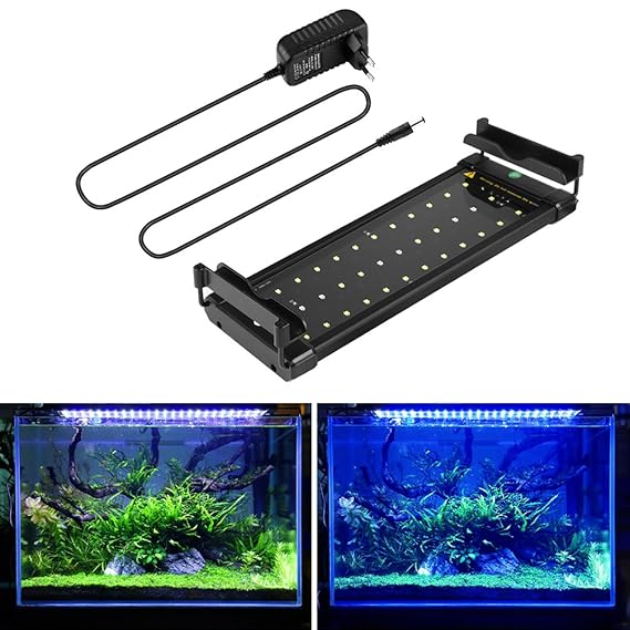 BELLALICHT Aquarium LED Beleuchtung, Aquariumbeleuchtung Lampe Weiß Blau Licht 6W/11W/18W mit Verstellbarer Halterung für 30c