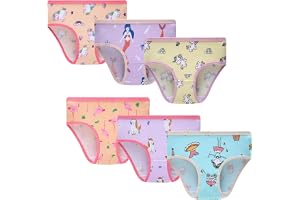 Little bety Toddler Girls Cute Underwear Kids Cotton Briefs 2-12Years | (Pack of 6) Multipack, Cartoon Animal Ballet Print Soft Breathable Panties