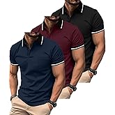 ZITY 3 Pack Men Polo Shirts Short Sleeve with Pocket Sport Wicking Shirts for Men Casual Athletic Collared T-Shirts