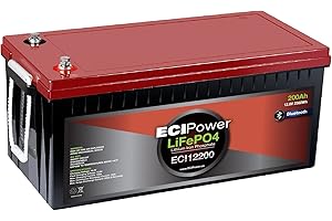 ECI Power 12V 200Ah Lithium LiFePO4 Deep Cycle Rechargeable Battery | Bluetooth | 2000-5000 Life Cycles & 10-Year Lifetime | Built-in BMS | RV, Solar, Marine, Overland, Off-Grid