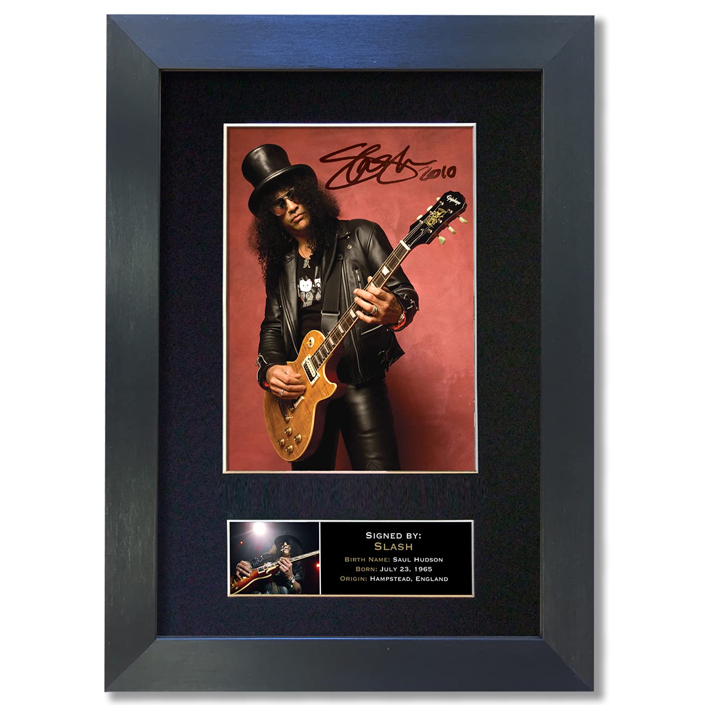 Slash Guns N Roses Signed Reproduction Autograph Mounted Photo BLACK FRAME Print A4#95