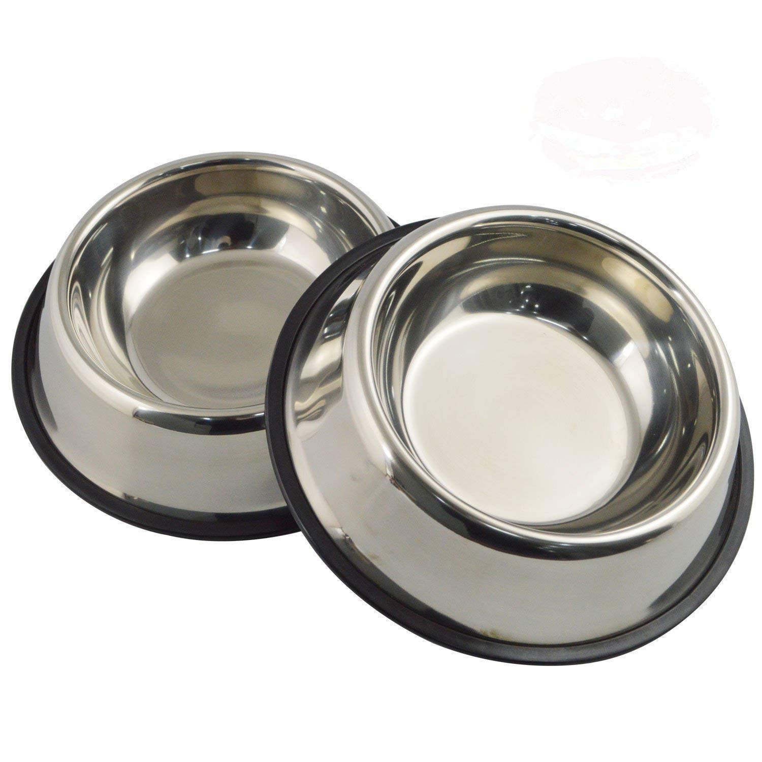 MLife Stainless Steel Dog Bowl with Rubber Base for Small and Medium Dogs, Pets Feeder Bowl and Water Bowl Perfect Choice (set of 2) (L)
