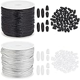PH PandaHall Breakaway Clasps for Lanyard, 50pcs 24mm Black/Grey Bead Barrel Connector Closure Clasp Safety Clasp with 1.5mm x 32.8 Yards Lanyard String Cord for DIY Necklace Bracelet Jewelry