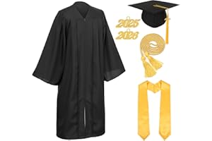 D DODOU Unisex Adult Matte Graduation Cap and Gown Set with Honor Cord Gold Stoles for College School Bachelor Graduates