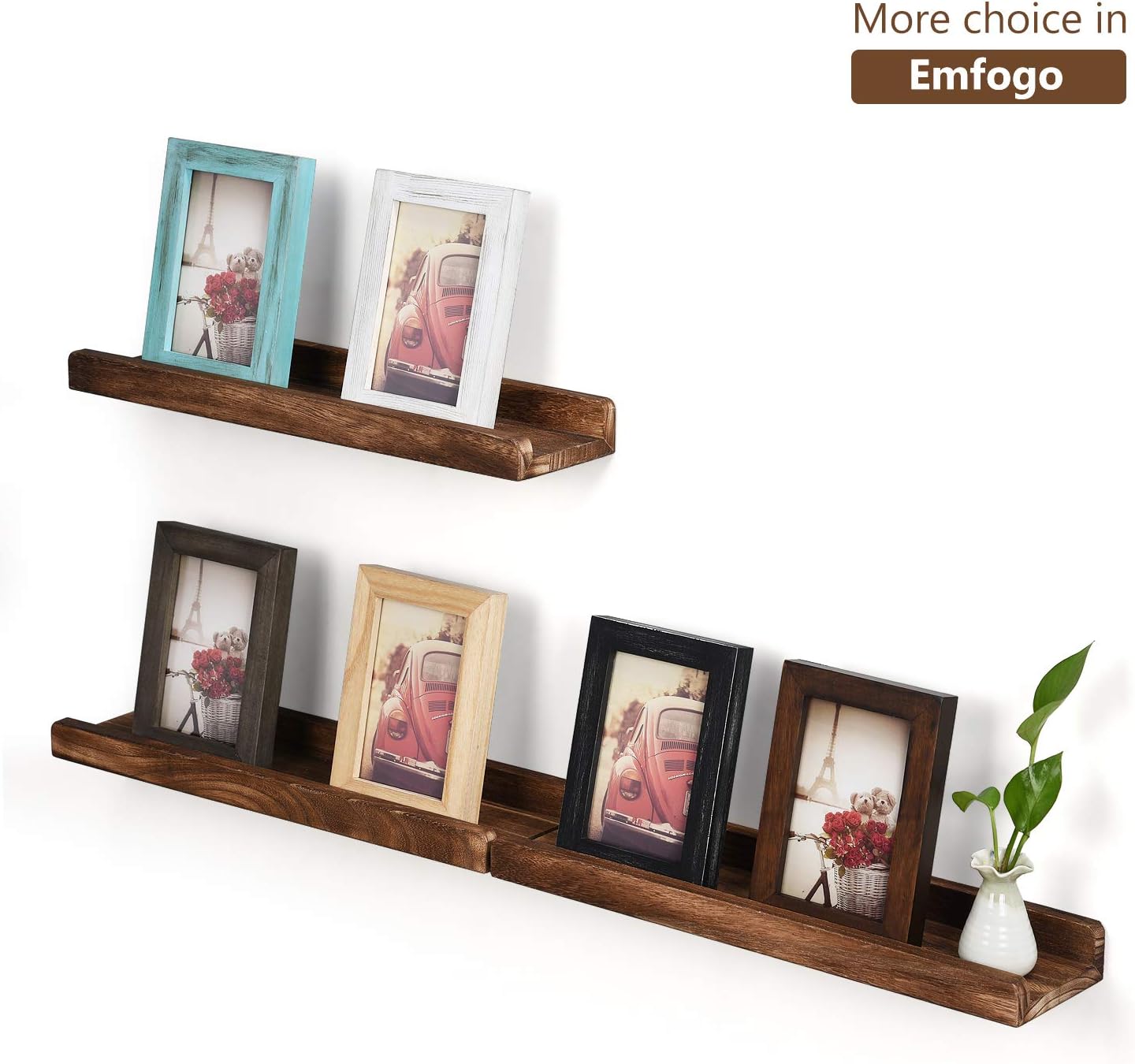 Emfogo 4x6 Picture Frames Photo Display for Tabletop or Wall Mount Solid Wood High Definition Glass Photo Frame Pack of 2 Vintage Walnut -