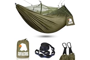 COVACURE Camping Hammock with Net - Lightweight Double Hammock 2 * 10ft Straps, Portable Hammocks, Camping Accessories for Outdoor, Hiking, Camping, Backpacking, Travel, Beach