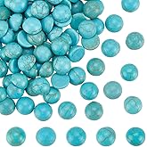 HOBBIESAY 100Pcs 6mm Synthetic Turquoise Gemstone Dark Cyan Flat Back Stones Cabochons No Hole Stones Cabochons Natural Gemstone DIY Gift Texture Cabochons for Beautiful Jewelry Craft Making