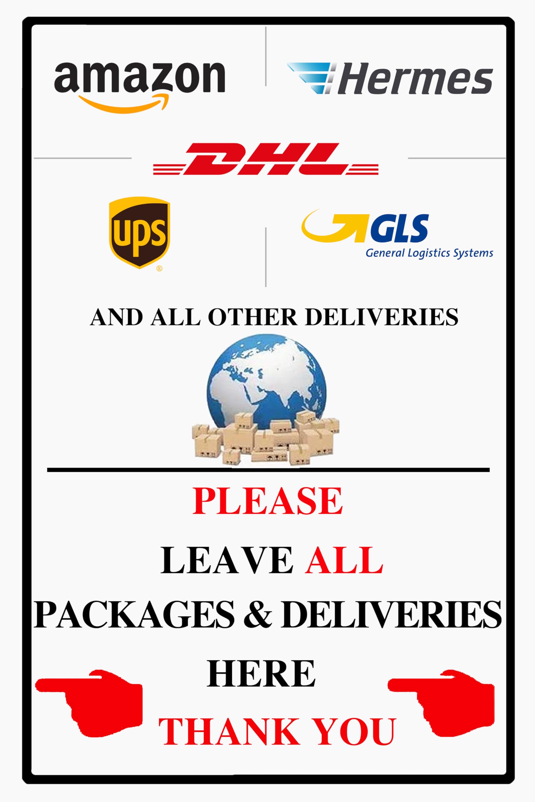 Leave Package Here Bleach Signs, 20 cm x 30 cm Metal Signs, Delivery Decor for the Front Door Leave Package Here Metal Tin Sign (EN on the left side 2312)