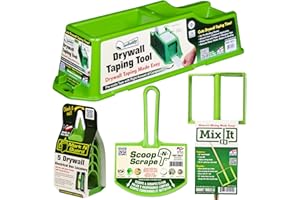 Drywall Tools Kit w/Drywall Tape Dispenser, Drywall Outlet Marker, Mixer & 5 Gallon Bucket Scoop - (4) Drywall Finishing Tool