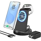 Wireless Charger for Samsung: 3 in 1 Charging Station for Samsung S26/S25/S24/S23/S22/S21, Note 20/10, Z Fold 6/5, Galaxy Buds 4/3/2 Pro, Galaxy Watch Ultra/8/7/6/5-Android & iPhone 15W Charging Dock