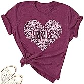 Womens Kindness Shirts Love Heart Graphic Tees Inspirational Letter Printed Be Kind Funny Casual Short Sleeve Tops