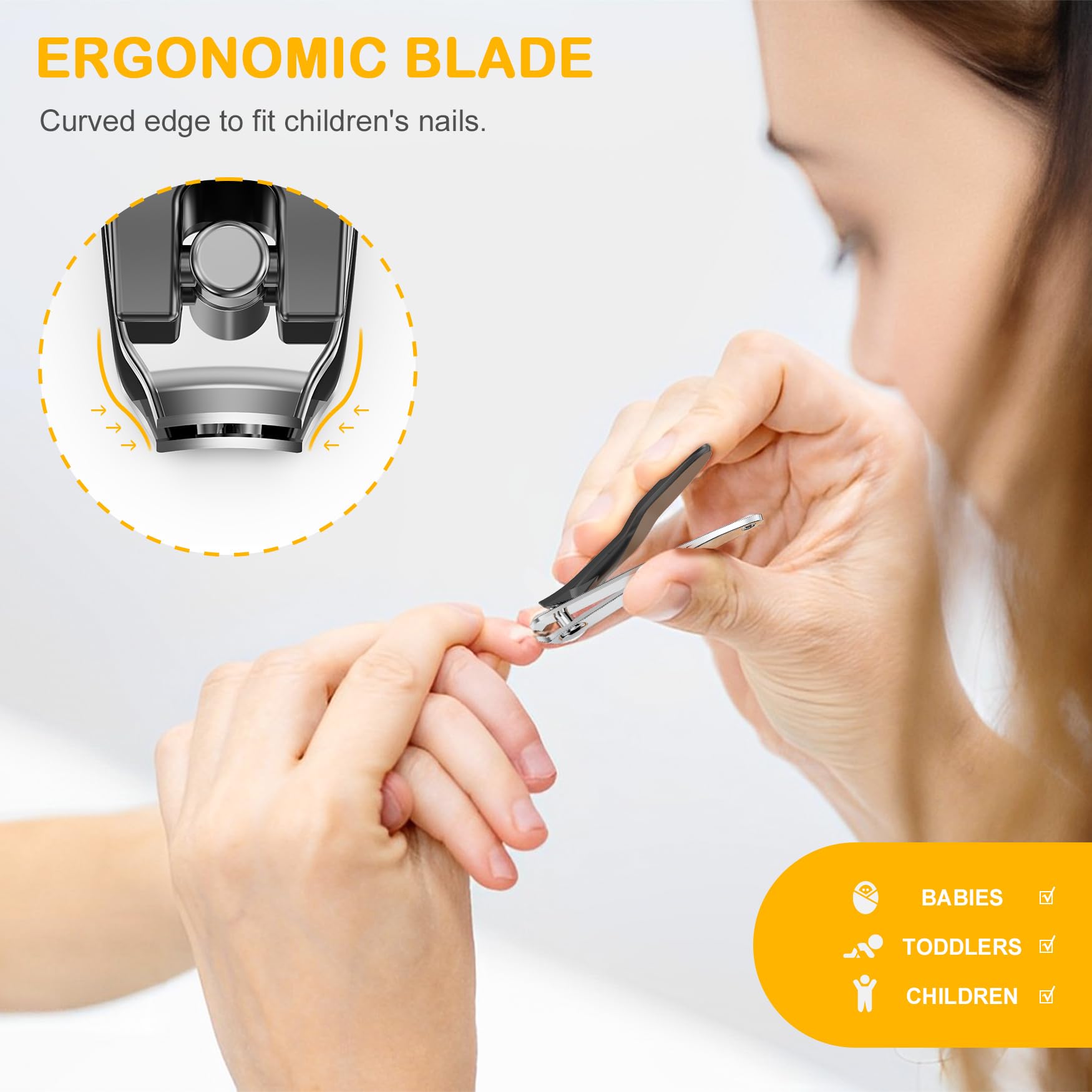 BEZOX Safe Baby Nail Clippers, Small Jaw Kids Nail Clipper Trimmers for Infants, Child and Toddlers, Precision Nail Grooming Tool for Tiny Fingers and Toes - Black