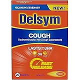 Maximum Strength Delsym Cough Suppressant, Fast Release Caplets, Lasts up to 8 Hour Day or Night, 20 Count