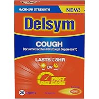 Maximum Strength Delsym Cough Suppressant, Fast Release Caplets, Lasts up to 8 Hour Day or Night, 20 Count