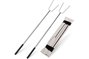 DAWOLRP 32.5'' Heavy Duty Hot Dog Sticks for Campfire - Extendable Marshmallow Roasting Sticks for Fire Pit，Smores Sticks for Fire Pit,Camping Cooking Utensils 2 Pack