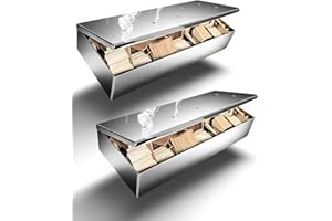 auisea 2 Pcs Thickened Stainless Steel Smoker Box for Gas Grill, Heavy Duty BBQ Smoke Box with Hinged Lid & Mirror Finish, No Side Holes Design for Enhanced Smoky Flavor (Chicken/Beef/Pork/Etc)
