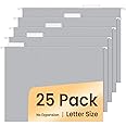 SUNEE 25 Pack Hanging File Folders, Gray Folders, Hanging File Folders Letter Size with 1/5-cut Tabs, Stay Organized for Your Home and Office Bulk File and Documents