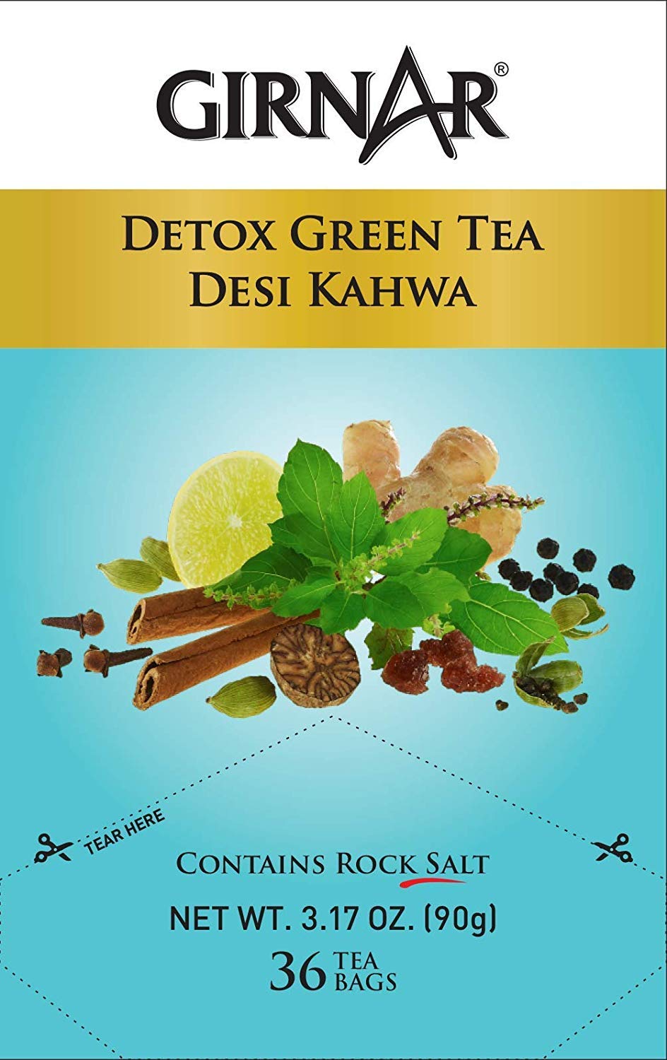 Girnar Detox Green Tea Desi Kahwa (36 Tea Bags) Buy Online in United