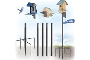 Onlyfly Bird Feeder Pole Stand – 90 Inch Height Feeding Station with 1-Inch Dia Heavy Duty for Hanging Feeders, Bird House Pole Mount Kit for Outdoor, Slip-Fit Connection