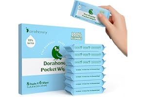 Dorahoney Flushable Wipes Travel Size, 99% Water Mini Wet Wipes for Sensitive Skin, Hypoallergenic & Unscented On The Go Pock