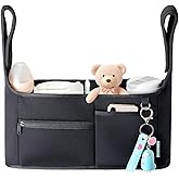 Vanleestar Stroller Organizer, New Fabric Design, Holds 2 Cup Holders for Baby Products, Multiple Pockets for Storing Diapers and Toys, Suitable for All Off-Road Models