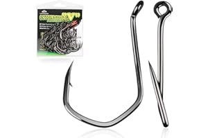 LUCKYFISHING Octopus Hooks Fishing Hooks for Saltwater Freshwater Offset Catfish Hooks for Bass Trout Redfish Fishing Hook Size 1 2 4 6 1/0-8/0 with 50/60/70/80/100PCS