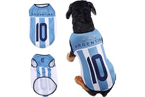 SURUIDA Pet Dog Argentina Jersey Breathable Dog Sports Costume -Football Sportswear Pet Clothes L