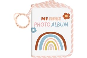Lanpn Baby Photo Album Holds 17 4x6 Pictures, My First Soft Cloth Family Photo Book with Name Card Name Tag Stickers, Fabric 