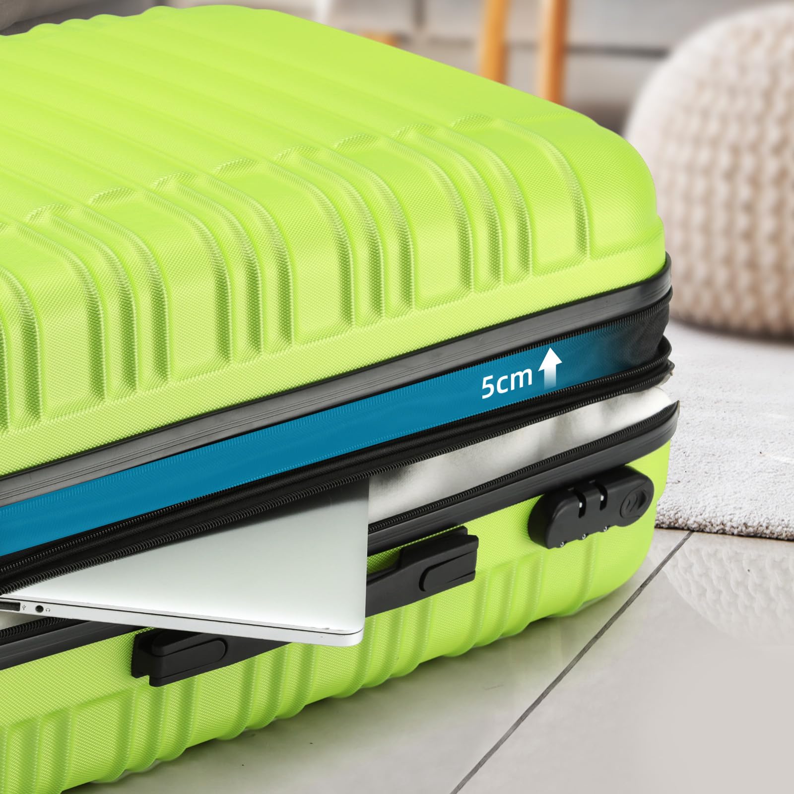 BEIBYE 2088 Zwillingsrollen Reisekoffer Koffer Trolleys Hartschale M-L-XL-Set (Green, L) 3